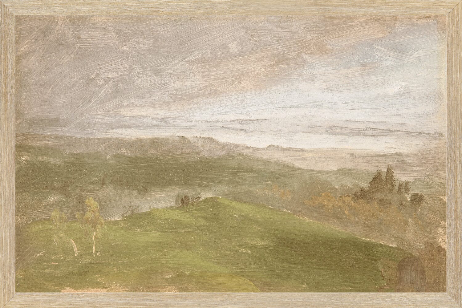 Hudson River School-Summer View, Hudson Valley C. 1870- Canvas on Board Framed Art