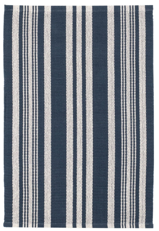 Irving Stripe Navy Handwoven Cotton Rug Rugs