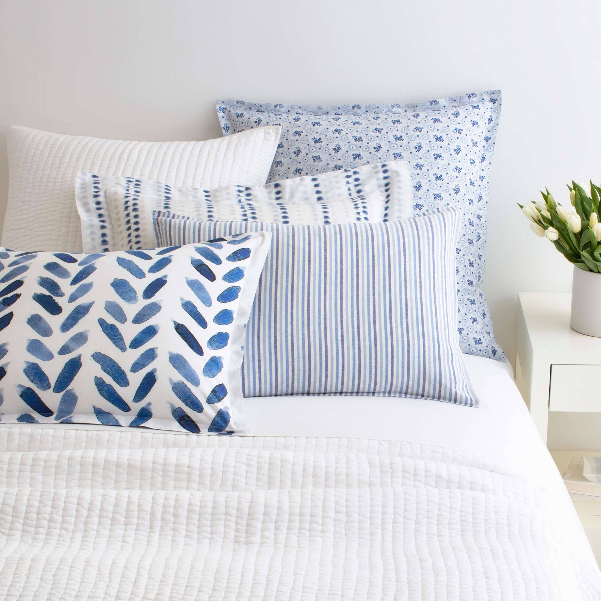 Lana Voile White Quilted Sham Shams & Pillowcases