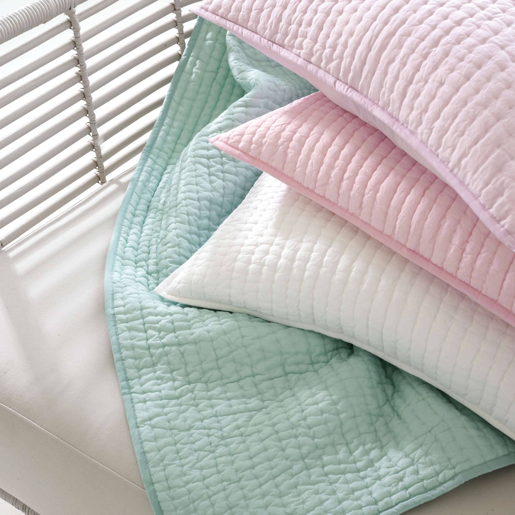 Lana Voile White Quilted Sham Shams & Pillowcases