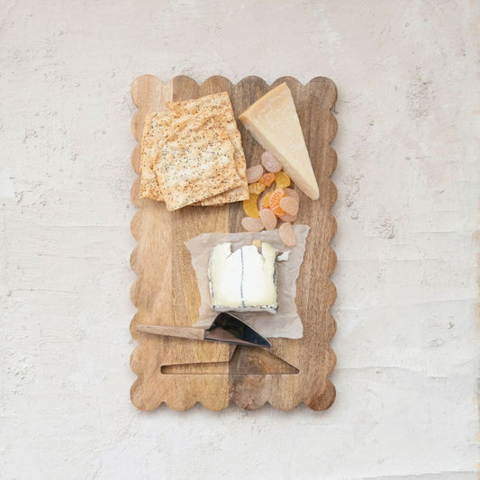 Mango Wood Scalloped Cheese Board Kitchen