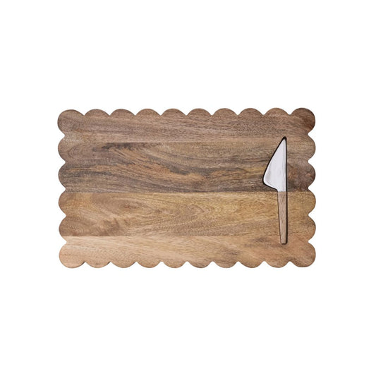 Mango Wood Scalloped Cheese Board Kitchen