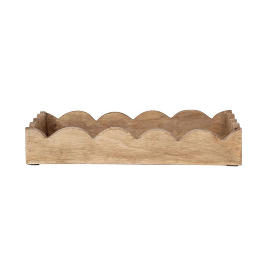 Mango Wood Scalloped Tray Kitchen