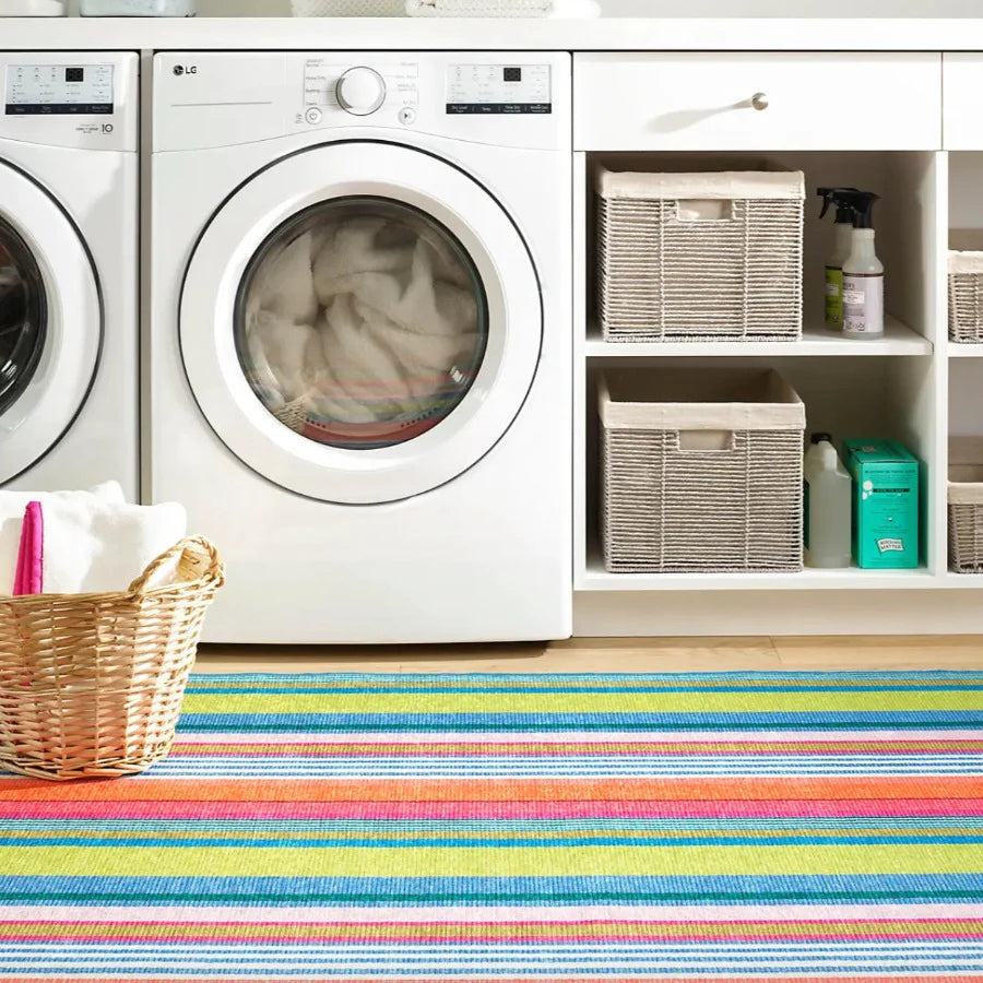 Mellie Stripe Multi Machine Washable Rug WASHABLE
