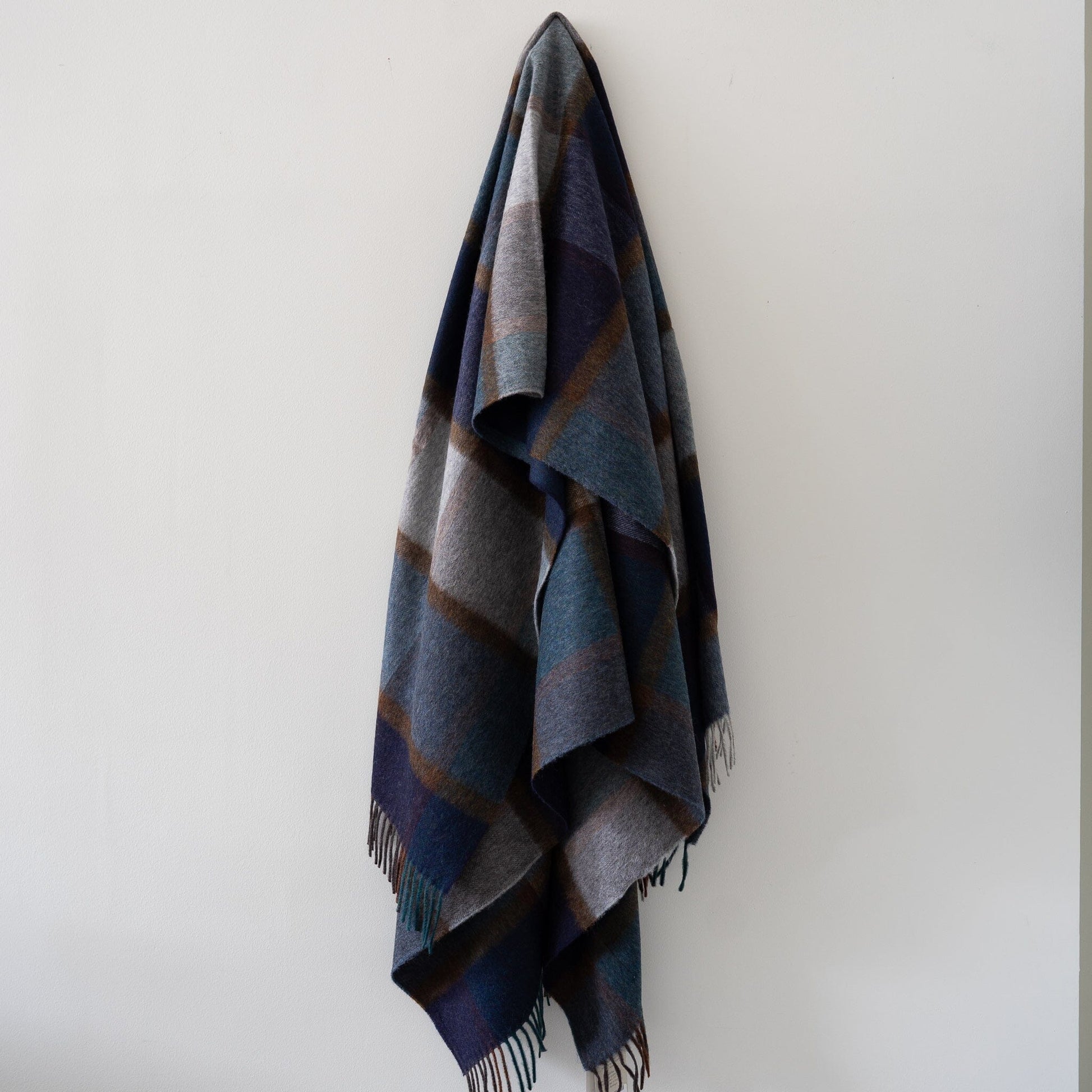 Merino Lambswool Throw - Windowpane Blue Throws