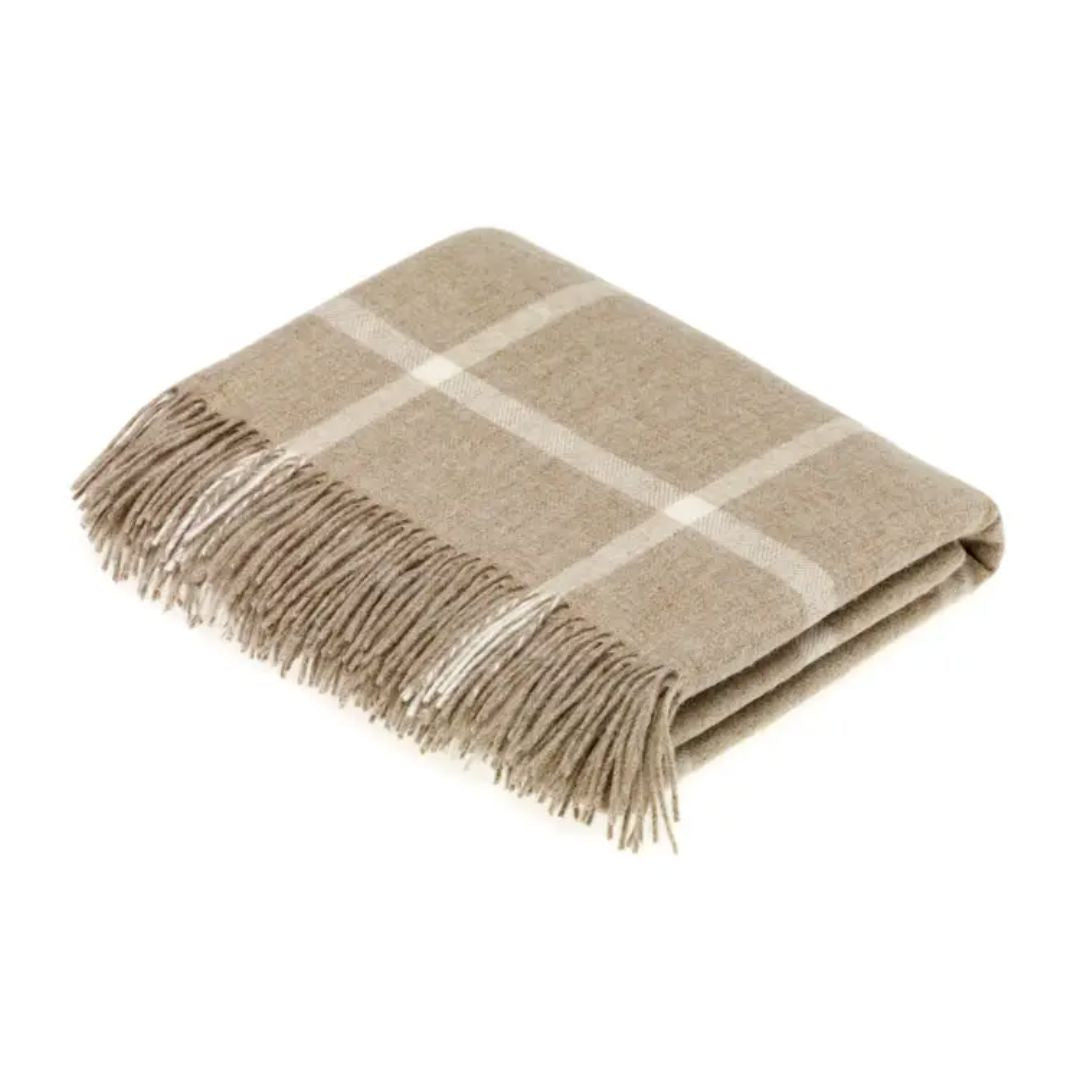 Merino Lambswool Windowpane Beige Throw Throws