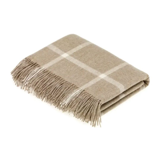 Merino Lambswool Windowpane Beige Throw Throws