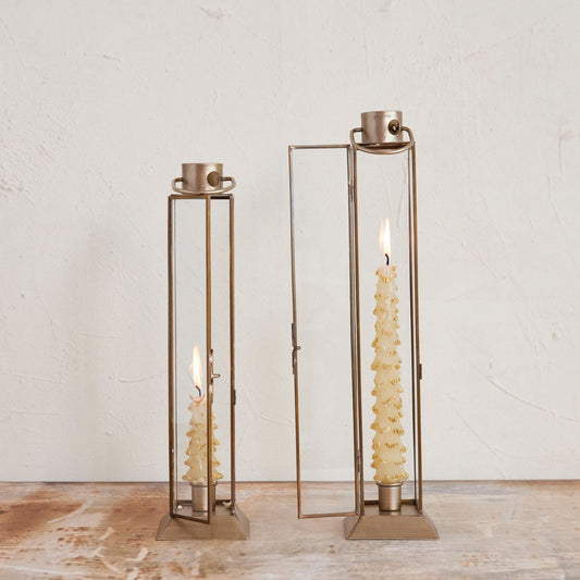 Metal and Glass Lantern Taper Holder Objects & Accents