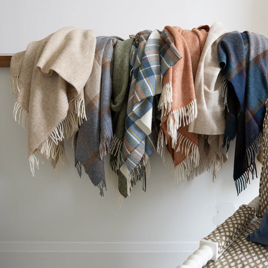 Muted Blue Stewart Lambswool Throw Throws
