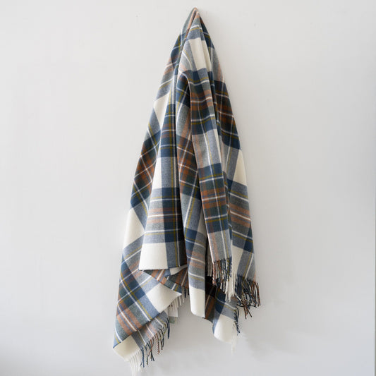Muted Blue Stewart Lambswool Throw Throws