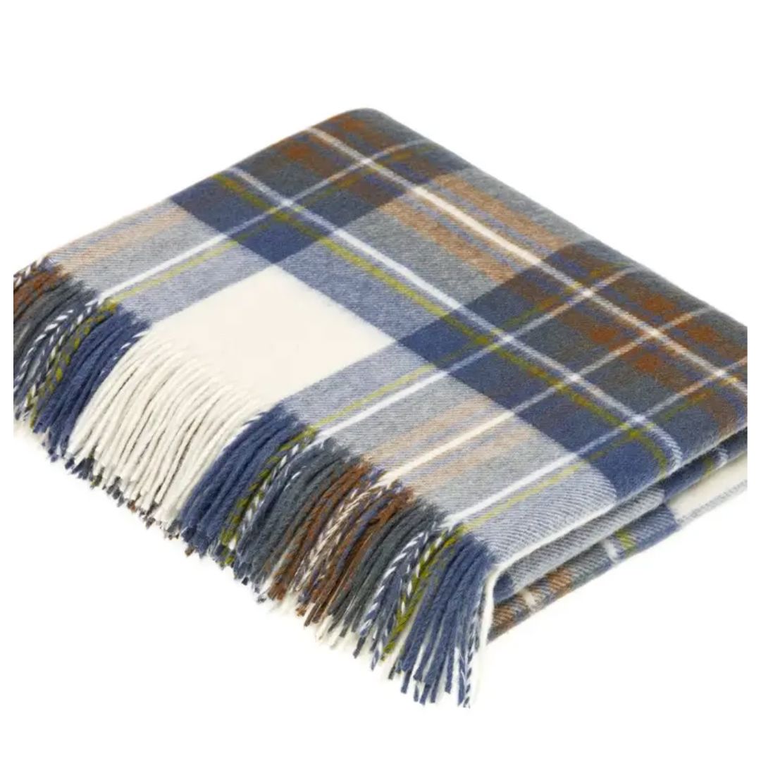 Muted Blue Stewart Lambswool Throw Throws