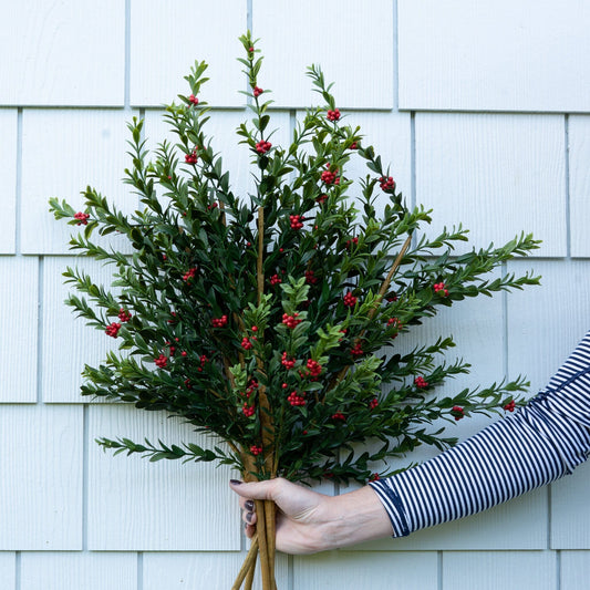 Myrtle Branch with Red Berries Greenery