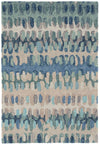 Paint Chip Blue Hand Micro Hooked Wool Rug