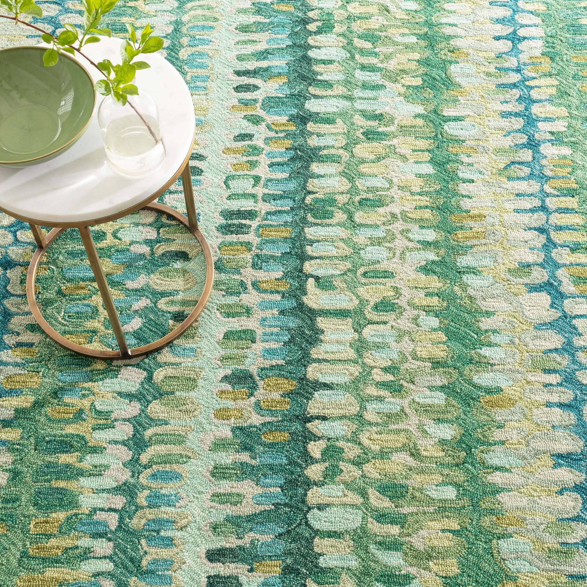 Paint Chip Moss Hand Micro Hooked Wool Rug Rugs