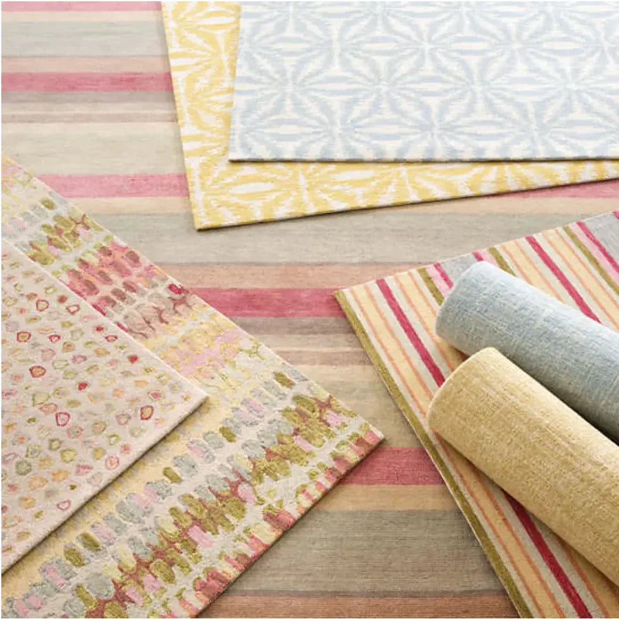 Paint Chip Pastel Hand Micro Hooked Wool Rug Rugs