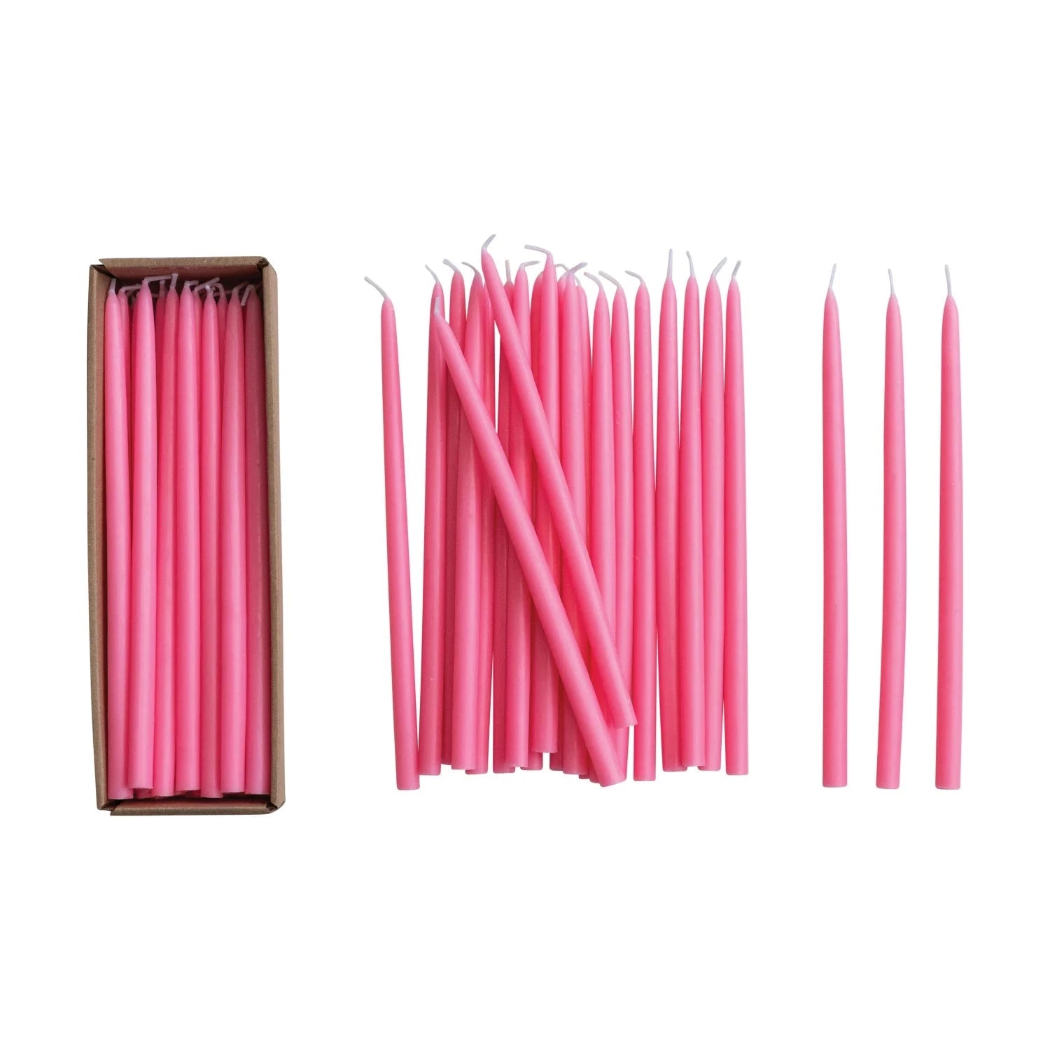 Pink Unscented Thin Taper Candles & Home Fragrance