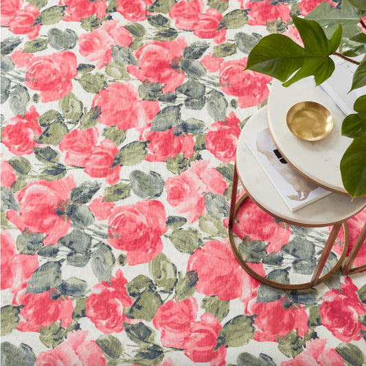 Pretty Peonies Multi Machine Washable Rug WASHABLE