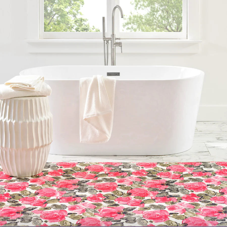 Pretty Peonies Multi Machine Washable Rug WASHABLE