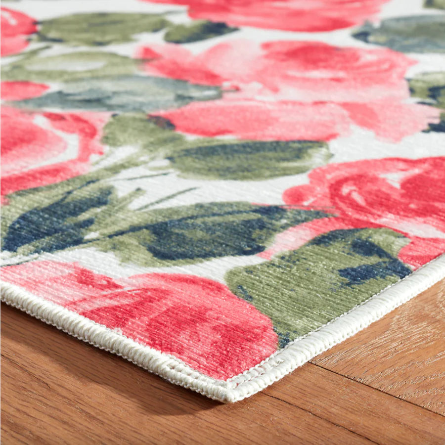 Pretty Peonies Multi Machine Washable Rug WASHABLE