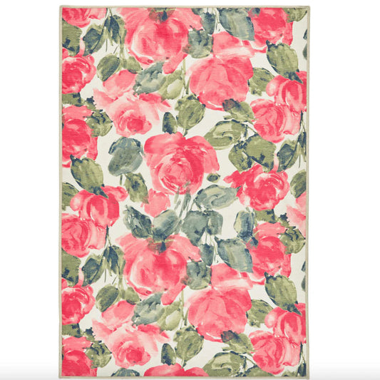 Pretty Peonies Multi Machine Washable Rug WASHABLE