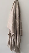 Merino Lambswool Windowpane Beige Throw
