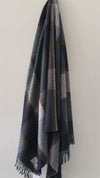 Merino Lambswool Throw - Windowpane Blue