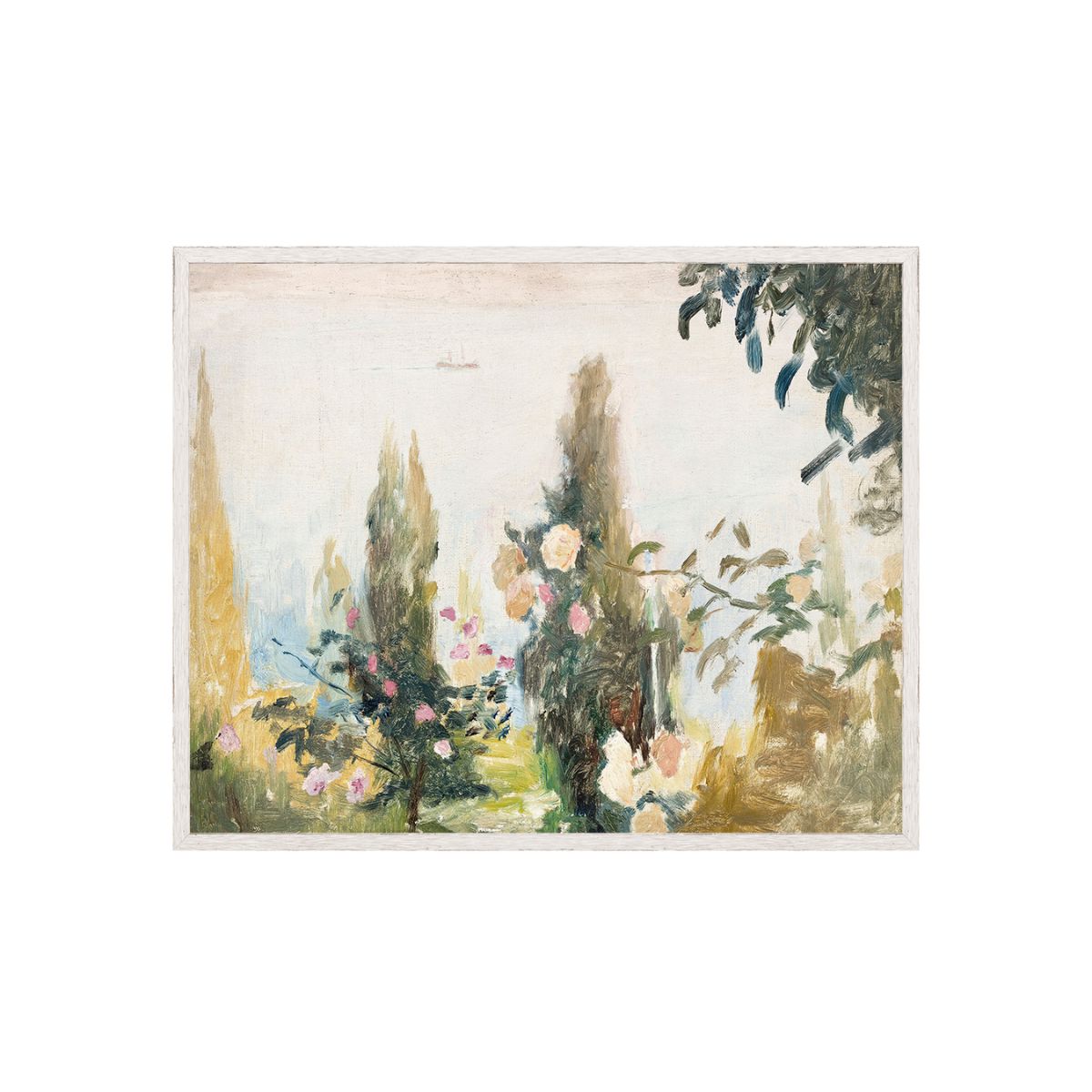 Raw Canvas Series- Garden View Framed Art Glass Framed