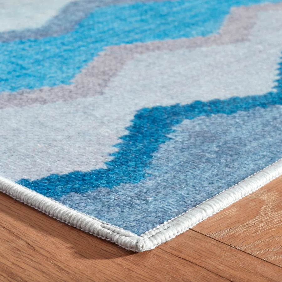 Safety Net Blue Machine Washable Rug WASHABLE