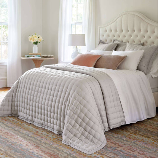 Silken Solid Grey Puff Comforters, Quilts & Coverlets