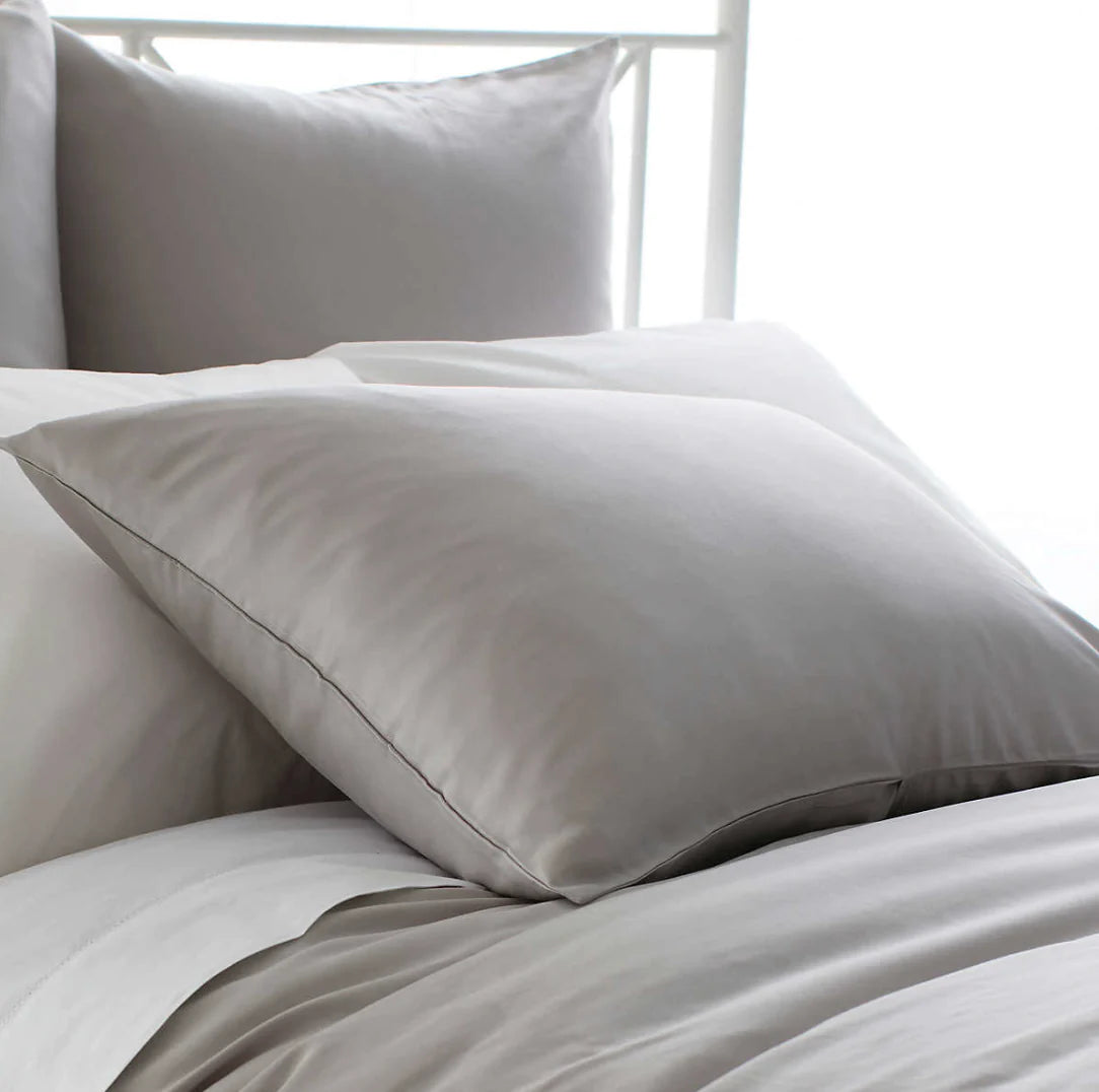 Silken Solid Grey Sham Shams & Pillowcases 
