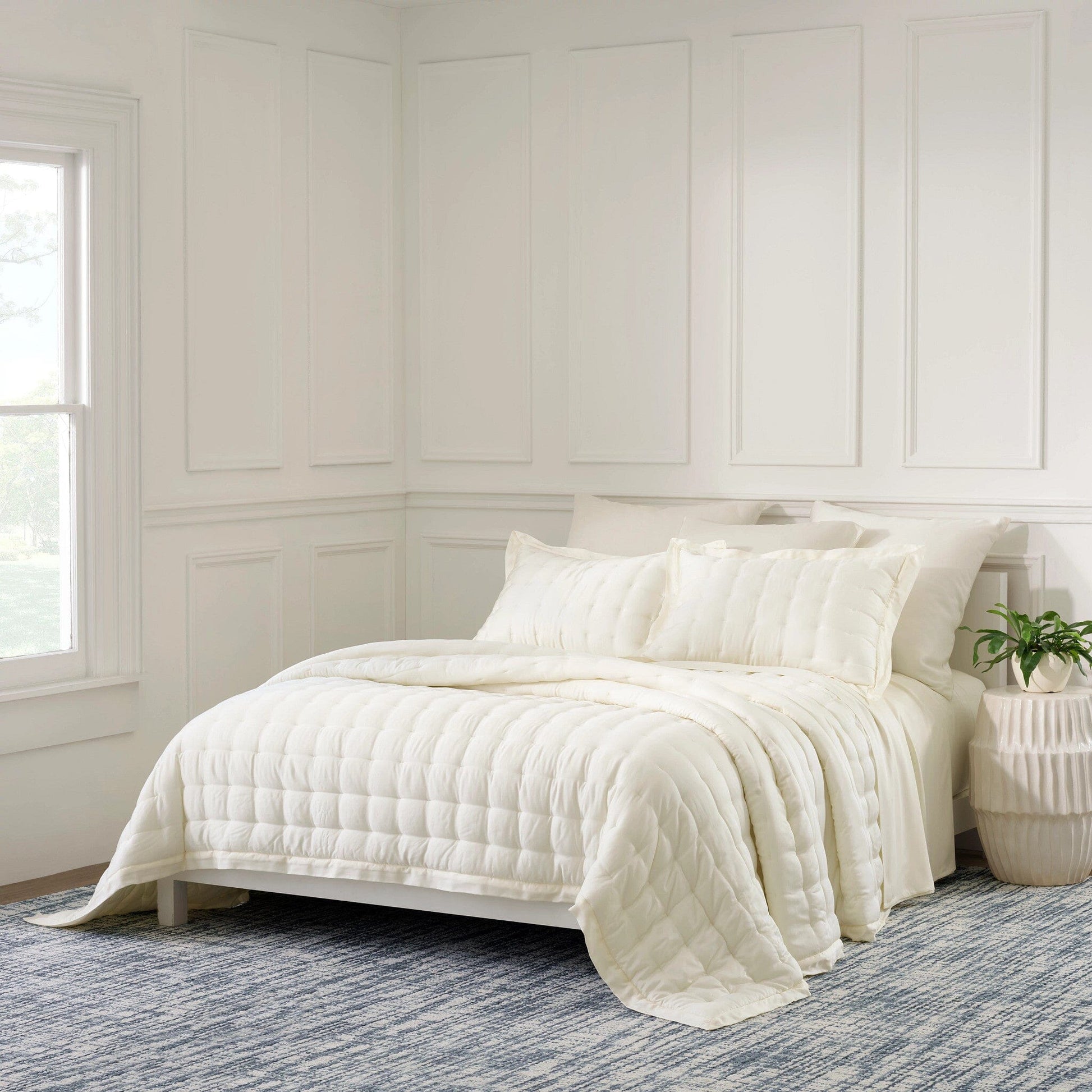Silken Solid Ivory Puff Sham Shams & Pillowcases