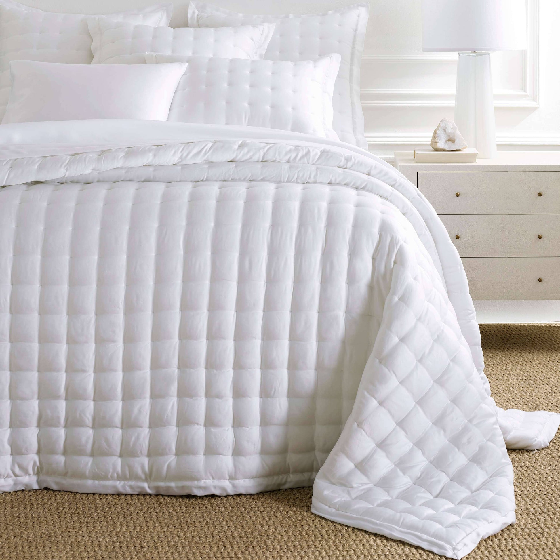 Silken Solid White Puff Sham Shams & Pillowcases
