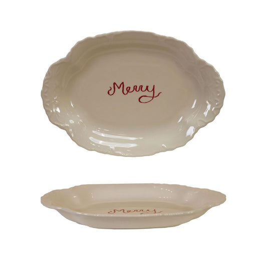 Stoneware Scalloped Platter Kitchen