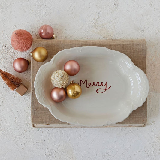 Stoneware Scalloped Platter Kitchen