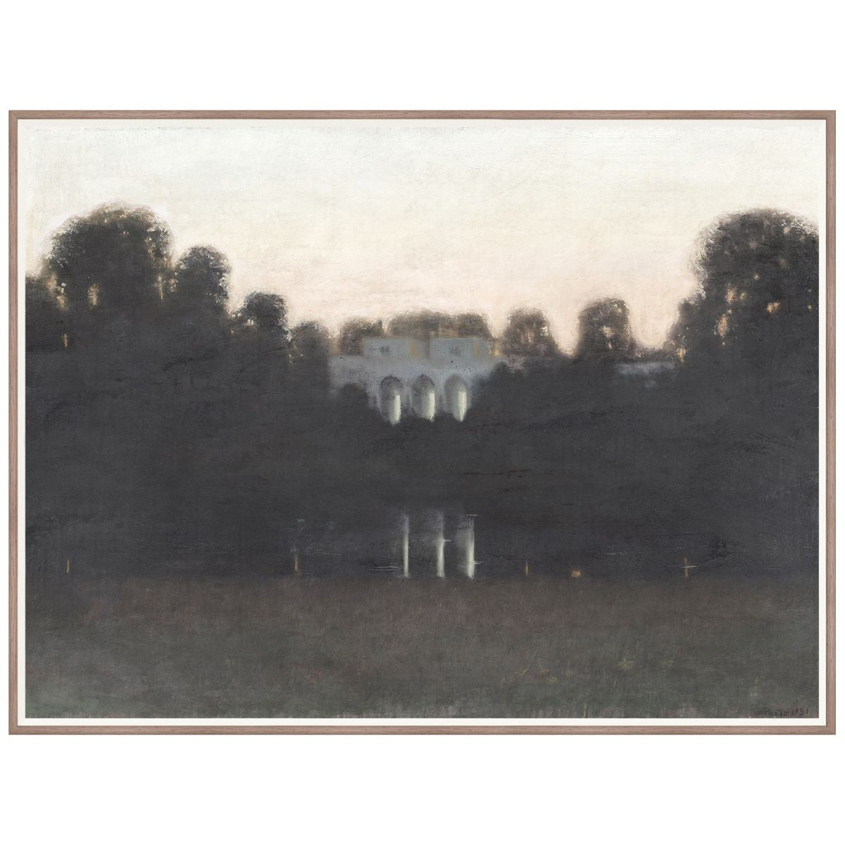 Summer Evening C. 1891 Framed Art Glass Framed