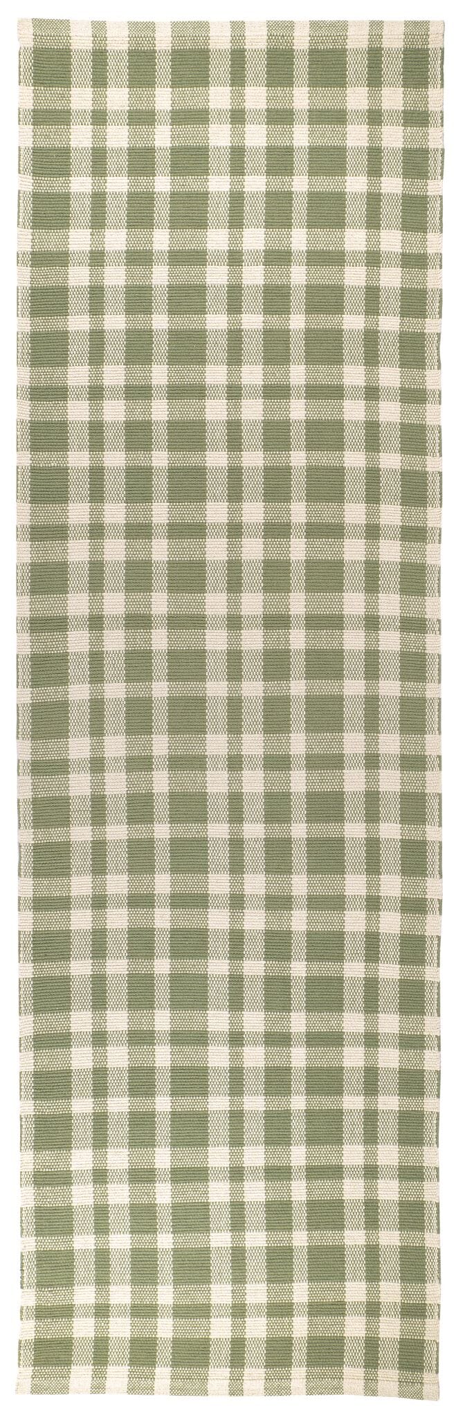 Tattersall Sage Handwoven Cotton Rug Rugs