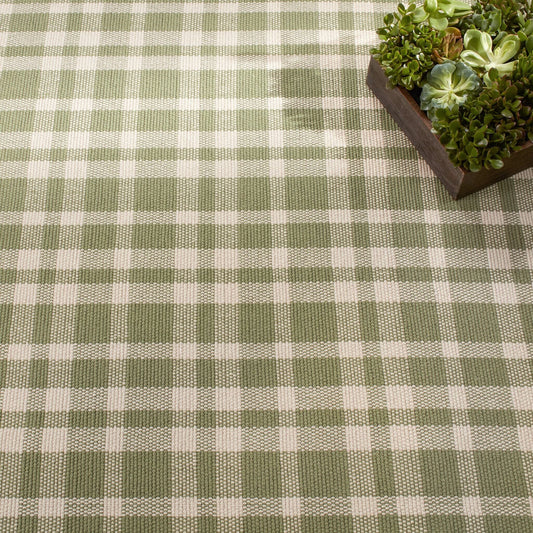 Tattersall Sage Handwoven Cotton Rug Rugs