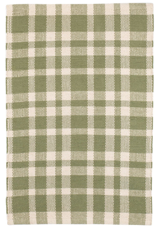 Tattersall Sage Handwoven Cotton Rug Rugs