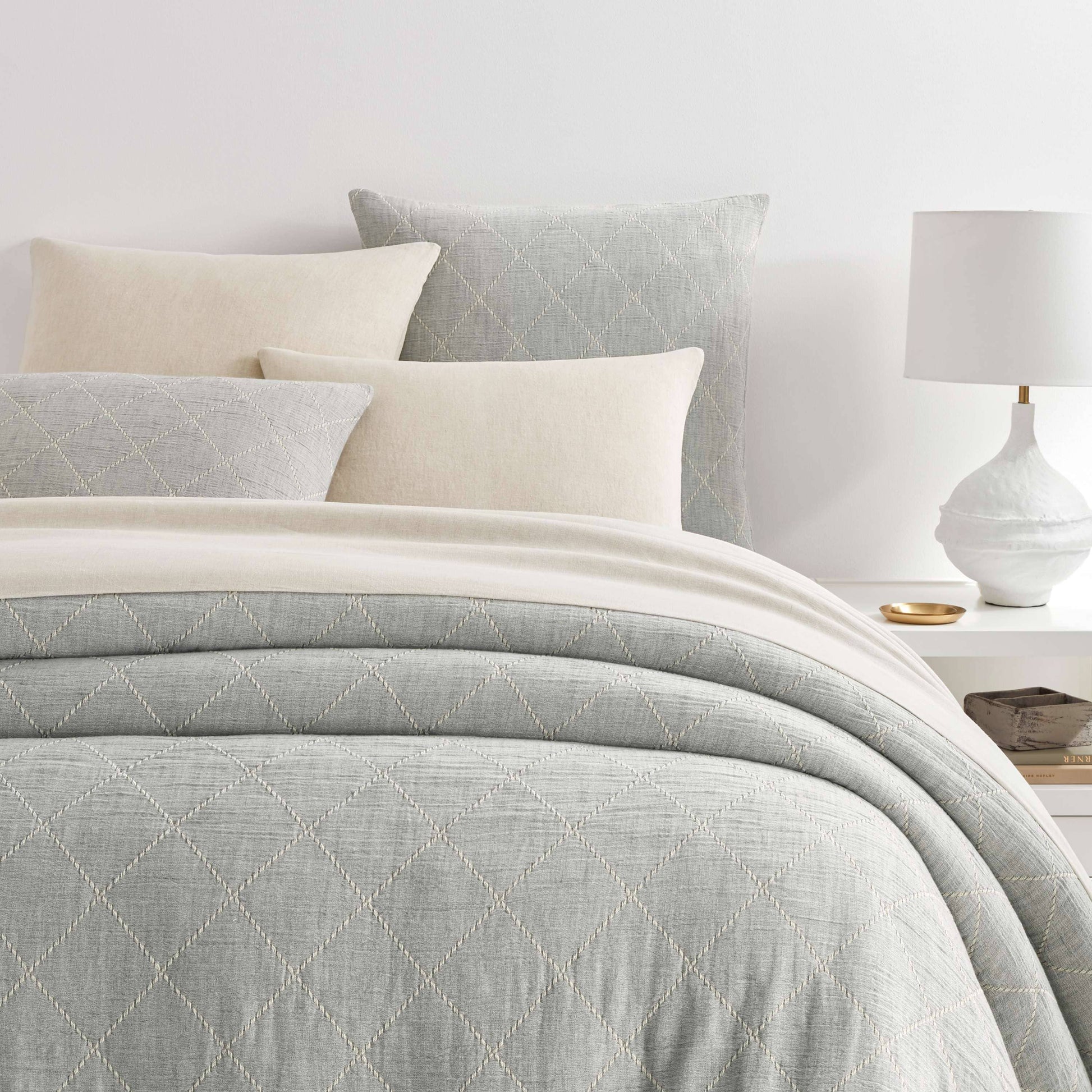 Tilden Natural/Grey Matelasse Coverlet Comforters, Quilts & Coverlets