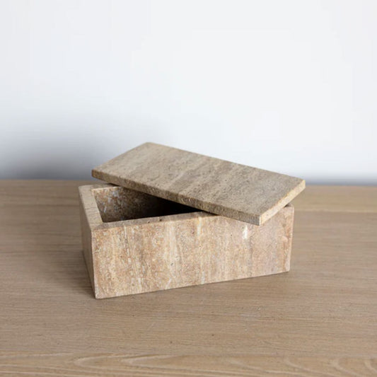 Travertine Lidded Box Objects & Accents