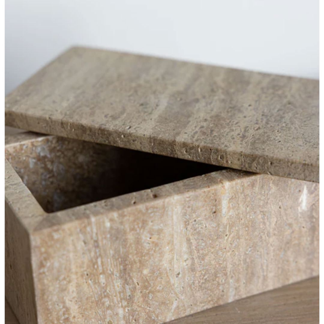 Travertine Lidded Box Objects & Accents