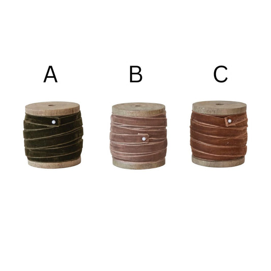 Velvet Ribbon on Wood Spool Objects & Accents
