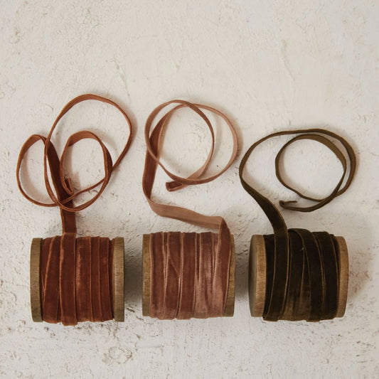 Velvet Ribbon on Wood Spool Objects & Accents