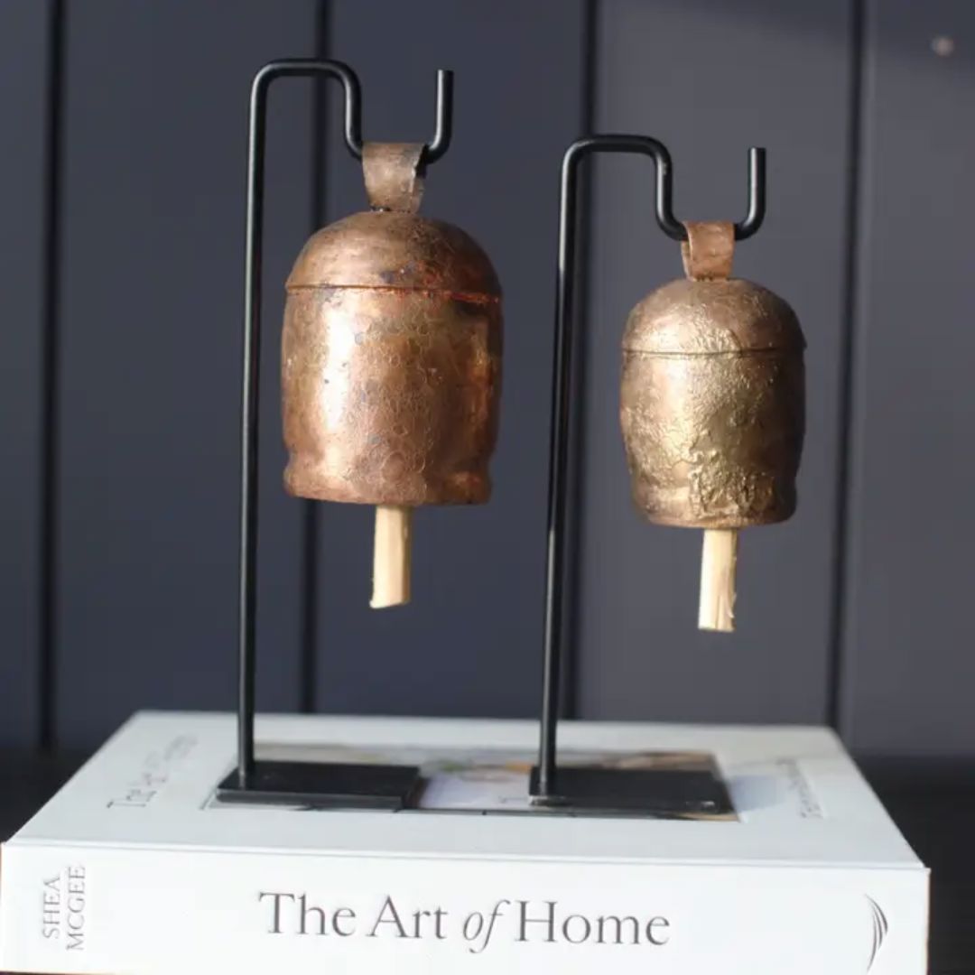 Vintage Iron Bell Stand Objects & Accents