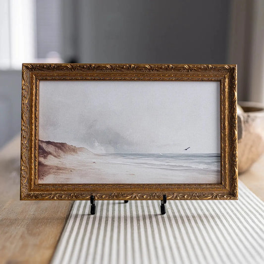 Vintage Seaside | French Brass Gold Mould Framed Art Objects & Accents