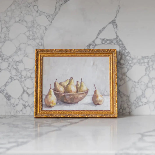 Watercolor Pears | French Brass Gold Mould Framed Objects & Accents