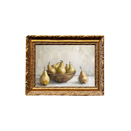 Watercolor Pears | French Brass Gold Mould Framed Objects & Accents