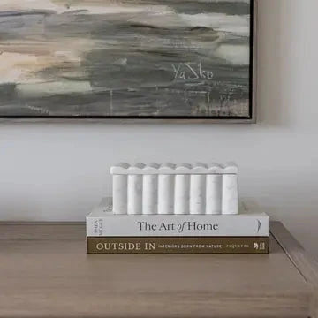 White Marble Fluted Box Objects & Accents