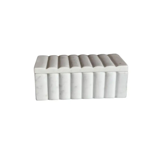 White Marble Fluted Box Objects & Accents