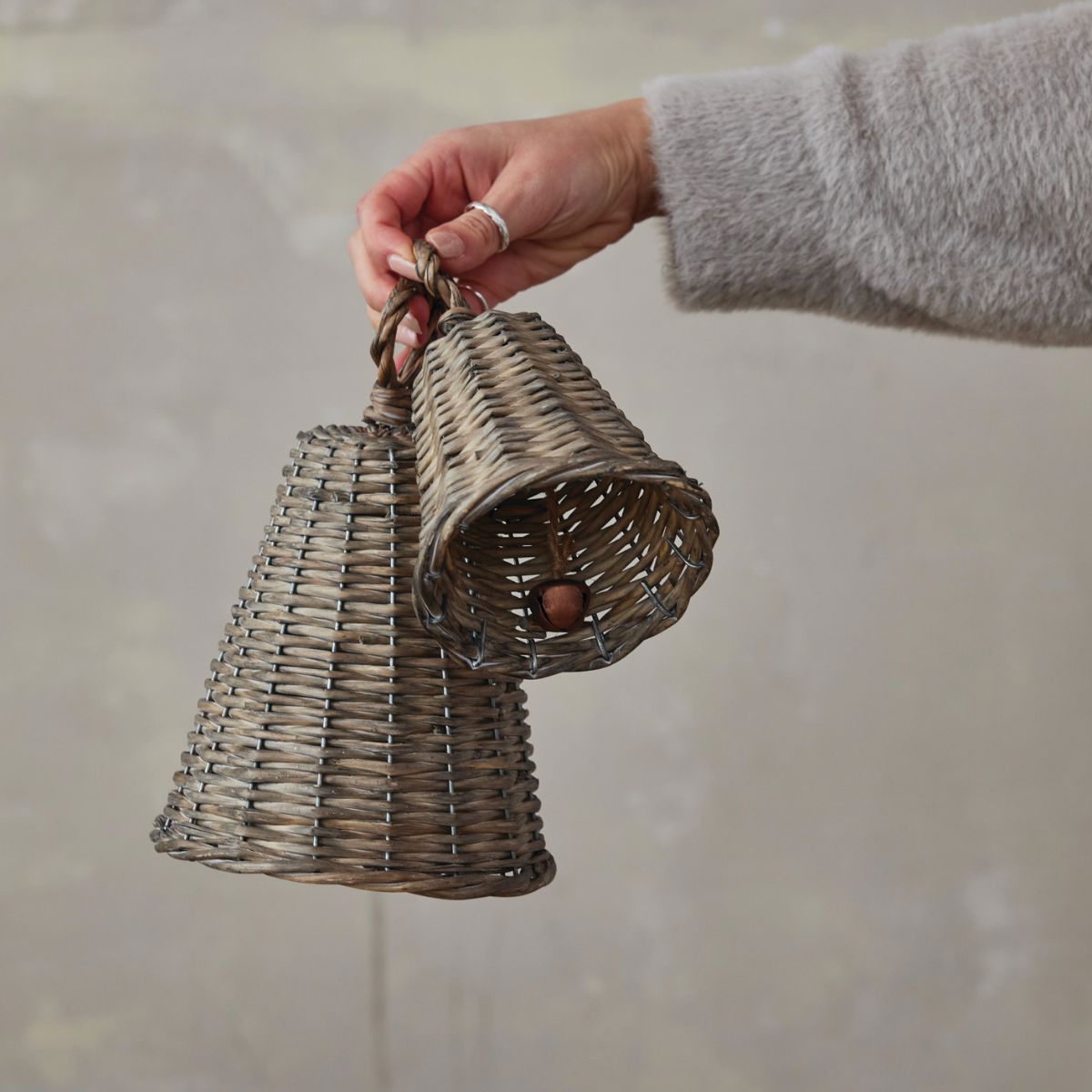 Woven Reed & Metal Bell Objects & Accents